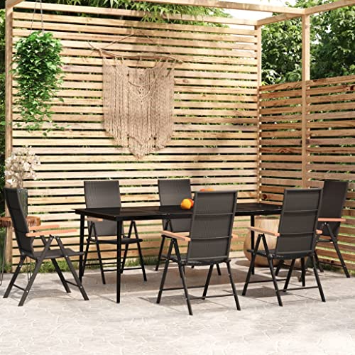 CINDERFUL Gartenmöbel Set 7-TLG. Garten-Essgruppe Schwarz von CINDERFUL