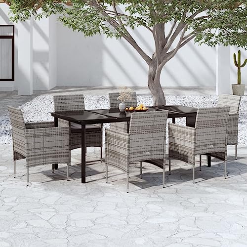 CINDERFUL Gartenmöbel Set 7-TLG. Garten-Essgruppe mit Kissen Grau und Schwarz CINDERFUL Gartenmöbel Set 7-TLG. Garten-Essgruppe mit Kissen Grau und Schwarz von CINDERFUL