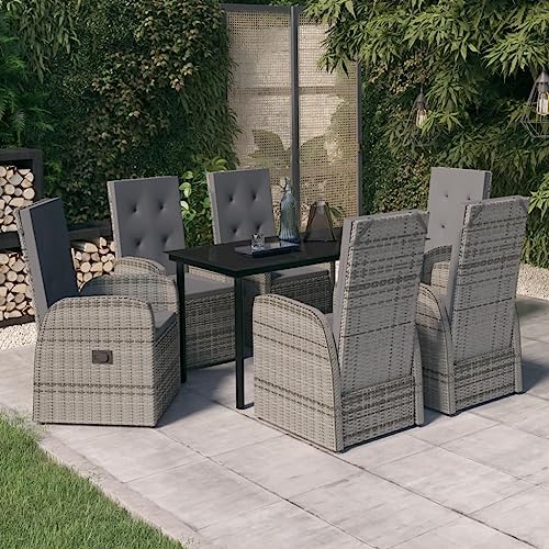 CINDERFUL Gartenmöbel Set 7-TLG. Garten-Essgruppe mit Kissen Grau von CINDERFUL