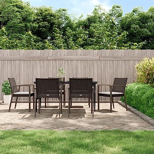 CINDERFUL Gartenmöbel Set 7-TLG. Garten-Essgruppe mit Kissen Poly Rattan und Stahl CINDERFUL Gartenmöbel Set 7-TLG. Garten-Essgruppe mit Kissen Poly Rattan und Stahl von CINDERFUL