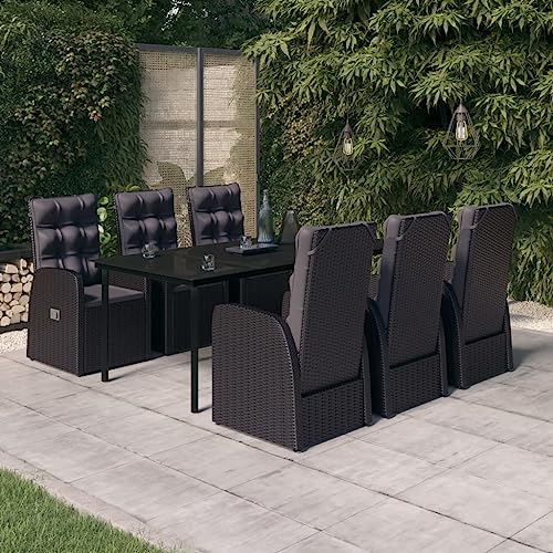 CINDERFUL Gartenmöbel Set 7-TLG. Garten-Essgruppe mit Kissen Schwarz CINDERFUL Gartenmöbel Set 7-TLG. Garten-Essgruppe mit Kissen Schwarz von CINDERFUL