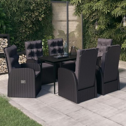 CINDERFUL Gartenmöbel Set 7-TLG. Garten-Essgruppe mit Kissen Schwarz CINDERFUL Gartenmöbel Set 7-TLG. Garten-Essgruppe mit Kissen Schwarz von CINDERFUL