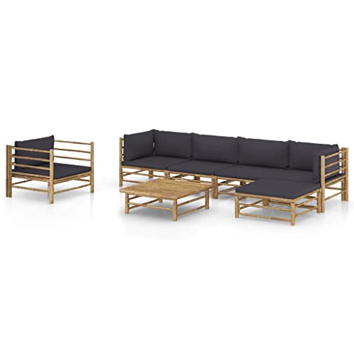 CINDERFUL Gartenmöbel Set 7-TLG. Garten-Lounge-Set mit Dunkelgrauen Kissen Bambus CINDERFUL Gartenmöbel Set 7-TLG. Garten-Lounge-Set mit Dunkelgrauen Kissen Bambus von CINDERFUL