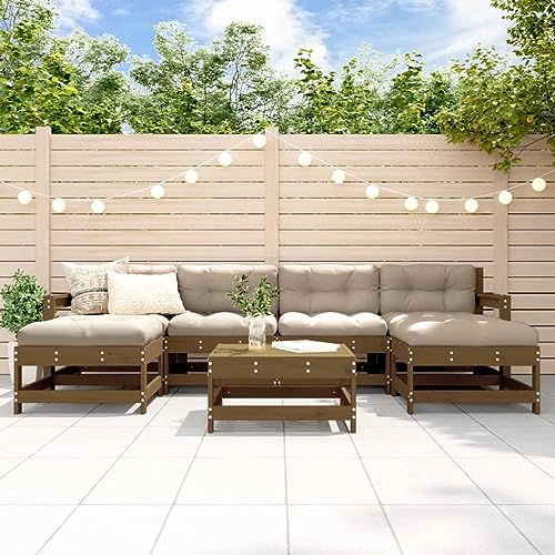 CINDERFUL Gartenmöbel Set 7-TLG. Garten-Lounge-Set mit Kissen Honigbraun Massivholz CINDERFUL Gartenmöbel Set 7-TLG. Garten-Lounge-Set mit Kissen Honigbraun Massivholz von CINDERFUL