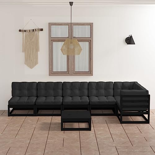 CINDERFUL Gartenmöbel Set 7-TLG. Garten-Lounge-Set mit Kissen Kiefer Massivholz von CINDERFUL