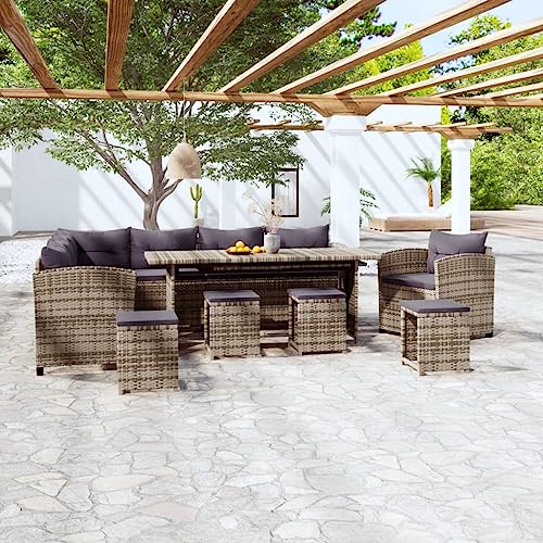 CINDERFUL Gartenmöbel Set 7-TLG. Garten-Lounge-Set mit Kissen Poly Rattan Grau CINDERFUL Gartenmöbel Set 7-TLG. Garten-Lounge-Set mit Kissen Poly Rattan Grau von CINDERFUL