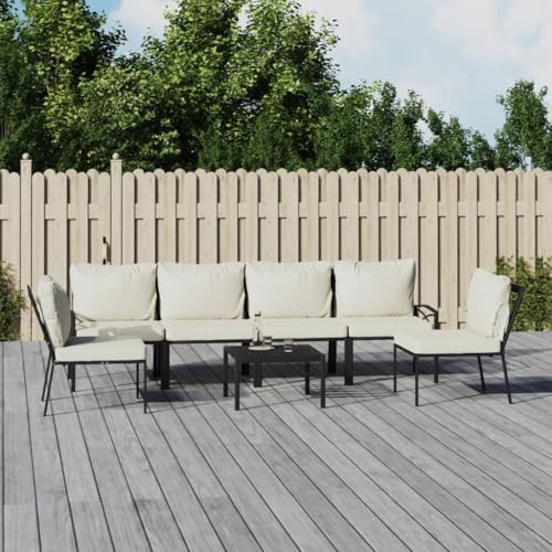 CINDERFUL Gartenmöbel Set 7-TLG. Garten-Lounge-Set mit Sandfarbigen Kissen Stahl CINDERFUL Gartenmöbel Set 7-TLG. Garten-Lounge-Set mit Sandfarbigen Kissen Stahl von CINDERFUL