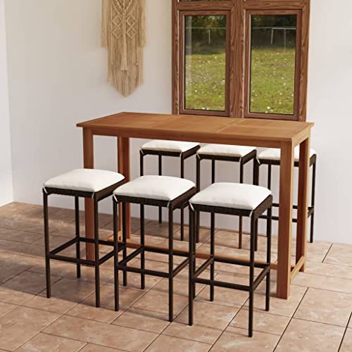 CINDERFUL Gartenmöbel Set 7-TLG. Gartenbar-Set mit Kissen Braun von CINDERFUL
