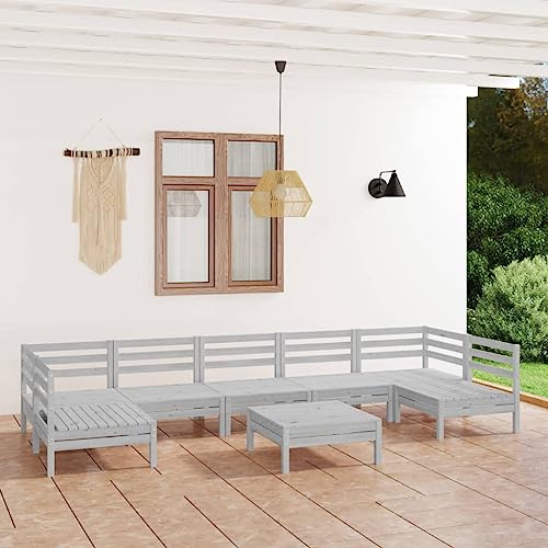 CINDERFUL Gartenmöbel Set 8-TLG. Garten-Lounge-Set Weiß Massivholz Kiefer von CINDERFUL