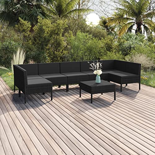 CINDERFUL Gartenmöbel Set 8-TLG. Garten-Lounge-Set mit Auflagen Poly Rattan Schwarz CINDERFUL Gartenmöbel Set 8-TLG. Garten-Lounge-Set mit Auflagen Poly Rattan Schwarz von CINDERFUL