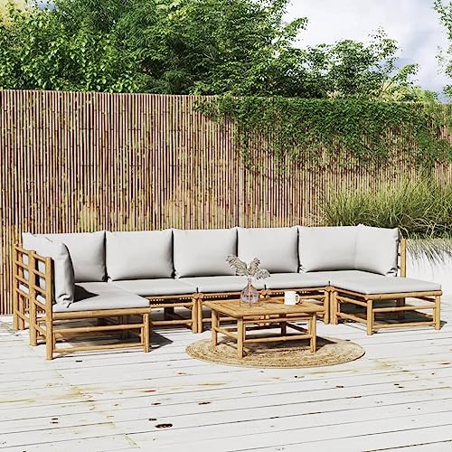 CINDERFUL Gartenmöbel Set 8-TLG. Garten-Lounge-Set mit Kissen Hellgrau Bambus CINDERFUL Gartenmöbel Set 8-TLG. Garten-Lounge-Set mit Kissen Hellgrau Bambus von CINDERFUL