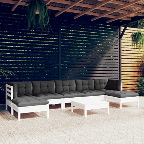 CINDERFUL Gartenmöbel Set 8-TLG. Garten-Lounge-Set mit Kissen Weiß Kiefernholz CINDERFUL Gartenmöbel Set 8-TLG. Garten-Lounge-Set mit Kissen Weiß Kiefernholz von CINDERFUL