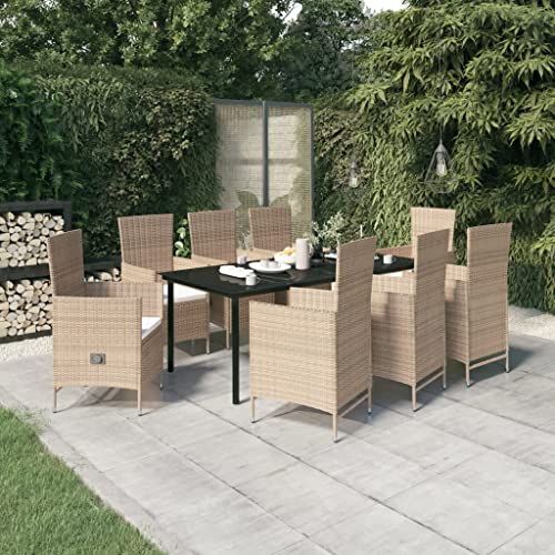 CINDERFUL Gartenmöbel Set 9-TLG. Garten-Essgruppe mit Auflagen Beige CINDERFUL Gartenmöbel Set 9-TLG. Garten-Essgruppe mit Auflagen Beige von CINDERFUL