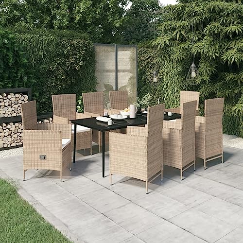 CINDERFUL Gartenmöbel Set 9-TLG. Garten-Essgruppe mit Auflagen Beige CINDERFUL Gartenmöbel Set 9-TLG. Garten-Essgruppe mit Auflagen Beige von CINDERFUL