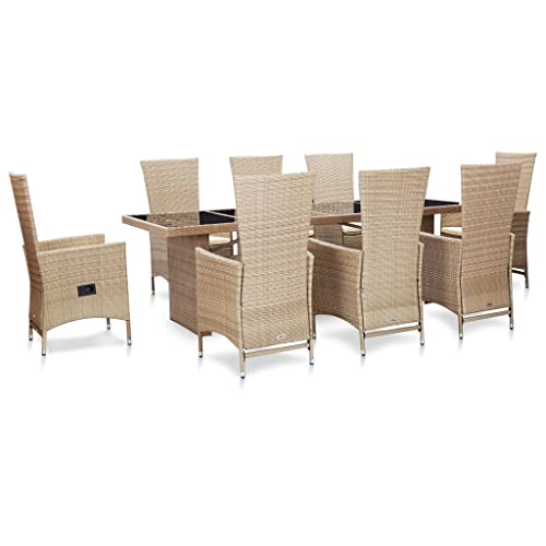 CINDERFUL Gartenmöbel Set 9-TLG. Garten-Essgruppe mit Auflagen Poly Rattan Beige CINDERFUL Gartenmöbel Set 9-TLG. Garten-Essgruppe mit Auflagen Poly Rattan Beige von CINDERFUL