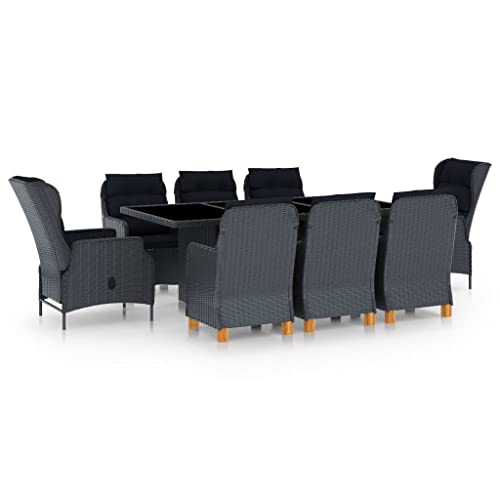 CINDERFUL Gartenmöbel Set 9-TLG. Garten-Essgruppe mit Auflagen Poly Rattan Dunkelgrau CINDERFUL Gartenmöbel Set 9-TLG. Garten-Essgruppe mit Auflagen Poly Rattan Dunkelgrau von CINDERFUL