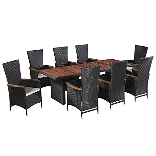 CINDERFUL Gartenmöbel Set 9-TLG. Garten-Essgruppe mit Auflagen Poly Rattan Schwarz CINDERFUL Gartenmöbel Set 9-TLG. Garten-Essgruppe mit Auflagen Poly Rattan Schwarz von CINDERFUL
