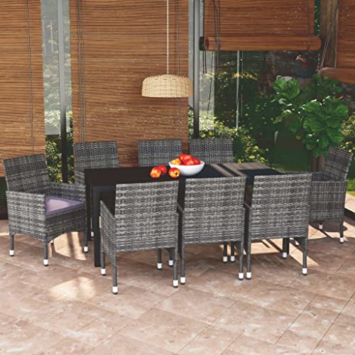 CINDERFUL Gartenmöbel Set 9-TLG. Garten-Essgruppe mit Kissen Poly Rattan Grau CINDERFUL Gartenmöbel Set 9-TLG. Garten-Essgruppe mit Kissen Poly Rattan Grau von CINDERFUL