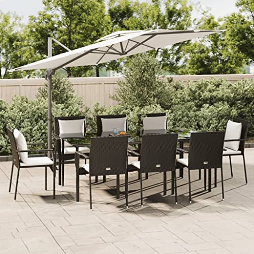 CINDERFUL Gartenmöbel Set 9-TLG. Garten-Essgruppe mit Kissen Schwarz Poly Rattan CINDERFUL Gartenmöbel Set 9-TLG. Garten-Essgruppe mit Kissen Schwarz Poly Rattan von CINDERFUL