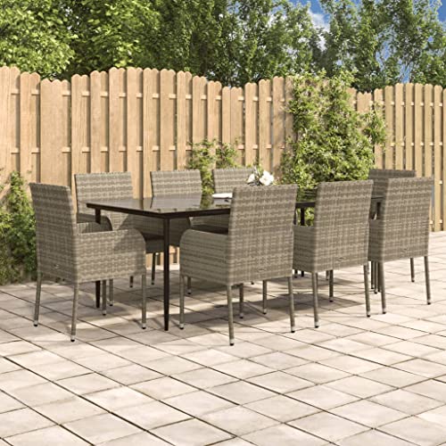 CINDERFUL Gartenmöbel Set 9-TLG. Garten-Essgruppe mit Kissen Schwarz und Grau Poly Rattan CINDERFUL Gartenmöbel Set 9-TLG. Garten-Essgruppe mit Kissen Schwarz und Grau Poly Rattan von CINDERFUL