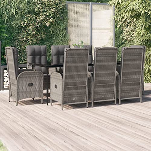 CINDERFUL Gartenmöbel Set 9-TLG. Garten-Essgruppe mit Kissen Schwarz und Grau Poly Rattan CINDERFUL Gartenmöbel Set 9-TLG. Garten-Essgruppe mit Kissen Schwarz und Grau Poly Rattan von CINDERFUL