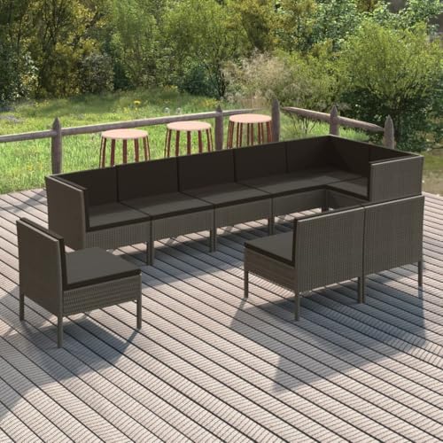 CINDERFUL Gartenmöbel Set 9-TLG. Garten-Lounge-Set mit Auflagen Poly Rattan Grau CINDERFUL Gartenmöbel Set 9-TLG. Garten-Lounge-Set mit Auflagen Poly Rattan Grau von CINDERFUL