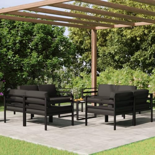 CINDERFUL Gartenmöbel Set 9-TLG. Garten-Lounge-Set mit Kissen Aluminium Anthrazit CINDERFUL Gartenmöbel Set 9-TLG. Garten-Lounge-Set mit Kissen Aluminium Anthrazit von CINDERFUL