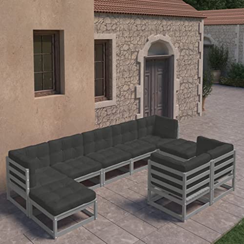 CINDERFUL Gartenmöbel Set 9-TLG. Garten-Lounge-Set mit Kissen Grau Massivholz Kiefer CINDERFUL Gartenmöbel Set 9-TLG. Garten-Lounge-Set mit Kissen Grau Massivholz Kiefer von CINDERFUL