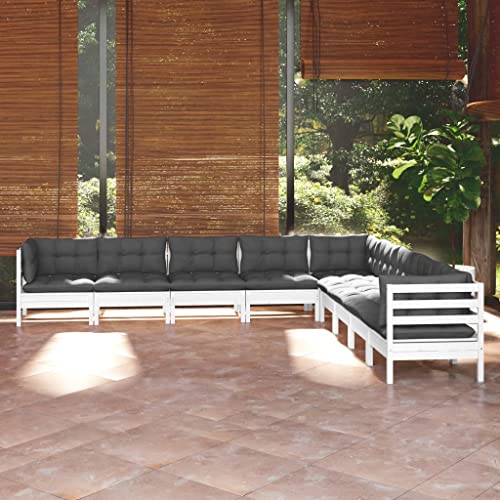CINDERFUL Gartenmöbel Set 9-TLG. Garten-Lounge-Set mit Kissen Weiß Kiefer Massivholz CINDERFUL Gartenmöbel Set 9-TLG. Garten-Lounge-Set mit Kissen Weiß Kiefer Massivholz von CINDERFUL