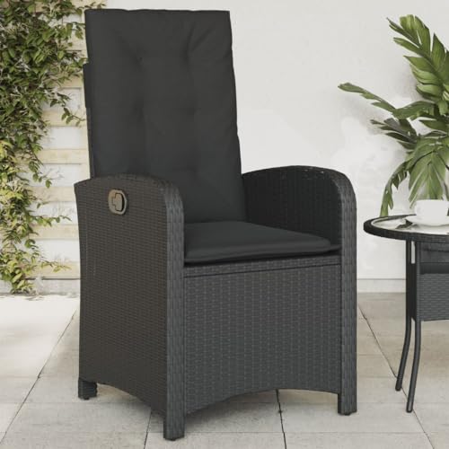 CINDERFUL Gartensessel Verstellbar mit Kissen Schwarz Poly Rattan Gartenmöbel Gartenstühle von CINDERFUL