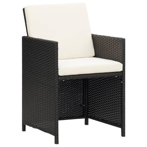 CINDERFUL Gartenstühle 2 STK. mit Polstern und Kissen Poly Rattan Schwarz Gartenmöbel Gartenstühle von CINDERFUL