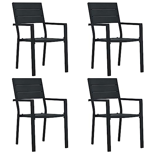 CINDERFUL Gartenstühle 4 STK. Schwarz HDPE Holz-Optik Gartenmöbel Gartenstühle CINDERFUL Gartenstühle 4 STK. Schwarz HDPE Holz-Optik Gartenmöbel Gartenstühle von CINDERFUL