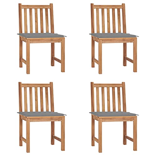 CINDERFUL Gartenstühle 4 STK. mit Kissen Massivholz Teak Gartenmöbel Gartenstühle von CINDERFUL