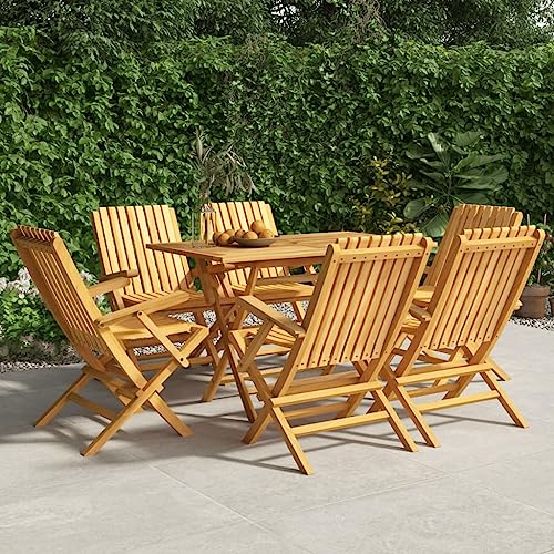 CINDERFUL Gartenstühle 6 STK. Klappbar 61x67x90 cm Massivholz Teak Gartenmöbel Gartenstühle von CINDERFUL