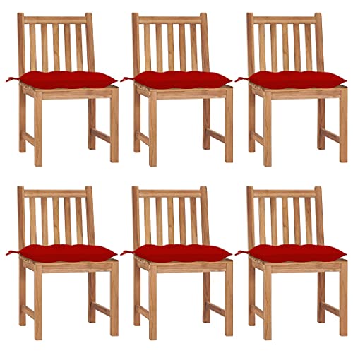 CINDERFUL Gartenstühle 6 STK. mit Kissen Massivholz Teak Gartenmöbel Gartenstühle von CINDERFUL