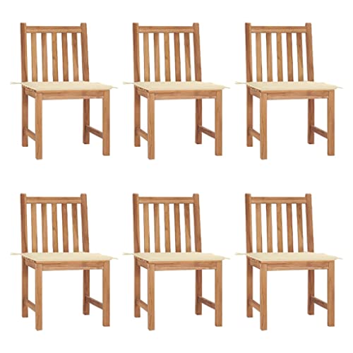 CINDERFUL Gartenstühle 6 STK. mit Kissen Massivholz Teak Gartenmöbel Gartenstühle von CINDERFUL