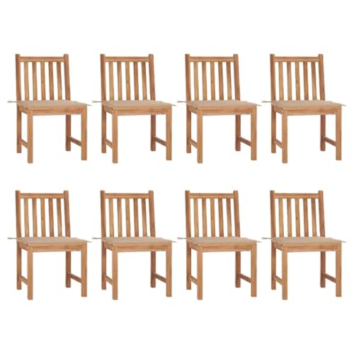 CINDERFUL Gartenstühle 8 STK. mit Kissen Massivholz Teak Gartenmöbel Gartenstühle von CINDERFUL