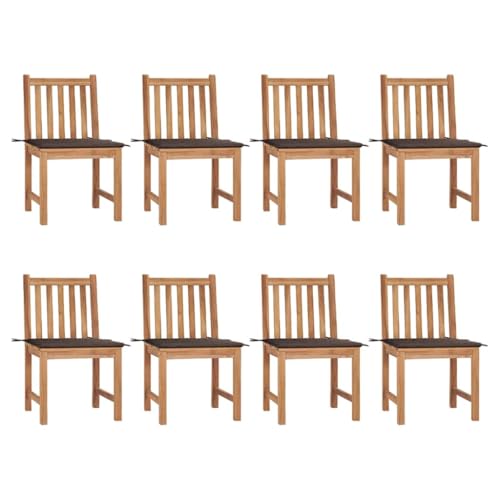 CINDERFUL Gartenstühle 8 STK. mit Kissen Massivholz Teak Gartenmöbel Gartenstühle von CINDERFUL