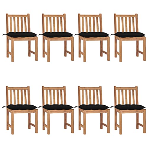 CINDERFUL Gartenstühle 8 STK. mit Kissen Massivholz Teak Gartenmöbel Gartenstühle von CINDERFUL