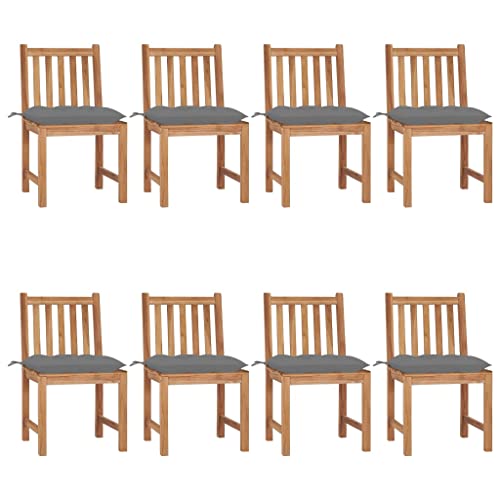 CINDERFUL Gartenstühle 8 STK. mit Kissen Massivholz Teak Gartenmöbel Gartenstühle von CINDERFUL