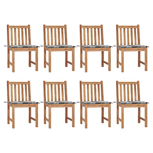 CINDERFUL Gartenstühle 8 STK. mit Kissen Massivholz Teak Gartenmöbel Gartenstühle von CINDERFUL