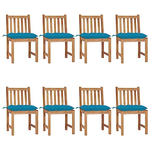 CINDERFUL Gartenstühle 8 STK. mit Kissen Massivholz Teak Gartenmöbel Gartenstühle von CINDERFUL