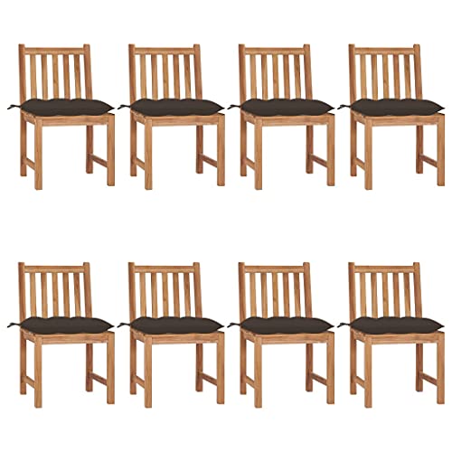 CINDERFUL Gartenstühle 8 STK. mit Kissen Massivholz Teak Gartenmöbel Gartenstühle von CINDERFUL