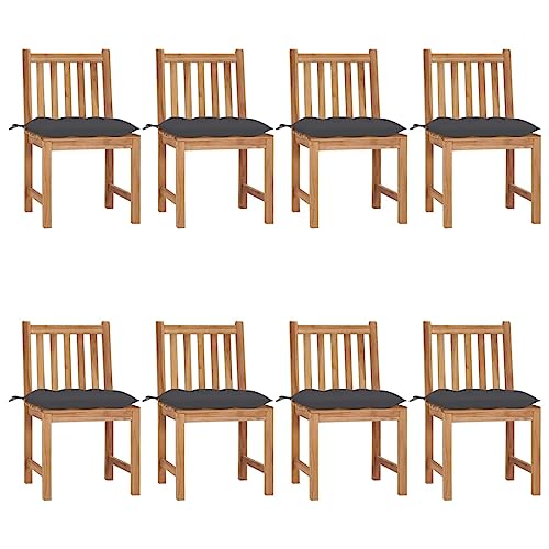 CINDERFUL Gartenstühle 8 STK. mit Kissen Massivholz Teak Gartenmöbel Gartenstühle von CINDERFUL