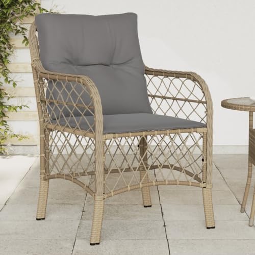 CINDERFUL Gartenstühle mit Kissen 2 STK. Beigemischung Poly Rattan Gartenmöbel Gartenstühle von CINDERFUL