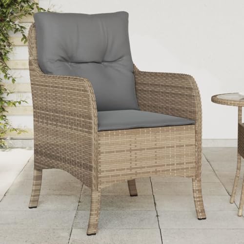 CINDERFUL Gartenstühle mit Kissen 2 STK. Beigemischung Poly Rattan Gartenmöbel Gartenstühle von CINDERFUL