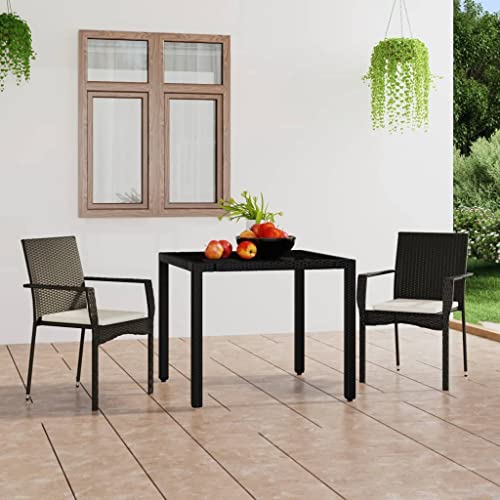CINDERFUL Gartenstühle mit Kissen 2 STK. Poly Rattan Schwarz Gartenmöbel Gartenstühle von CINDERFUL