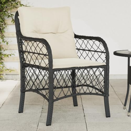 CINDERFUL Gartenstühle mit Kissen 2 STK. Schwarz Poly Rattan Gartenmöbel Gartenstühle von CINDERFUL