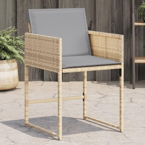 CINDERFUL Gartenstühle mit Kissen 4 STK. Beigemischung Poly Rattan Gartenmöbel Gartenstühle von CINDERFUL