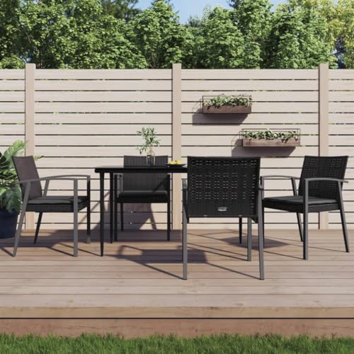 CINDERFUL Gartenstühle mit Kissen 4 STK. Schwarz 56 Gartenmöbel Gartenstühle von CINDERFUL